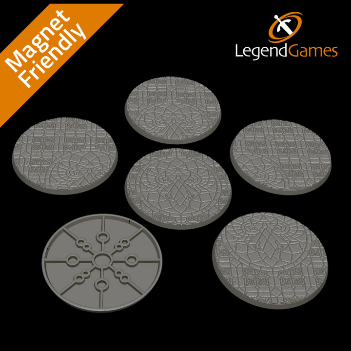 LegendGames 80mm Round Gothic Tile Bases x6 - Imperial Two Headed Eagle image