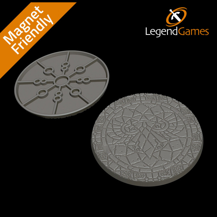 LegendGames 80mm Round Gothic Tile Bases x6 - Imperial Two Headed Eagle image