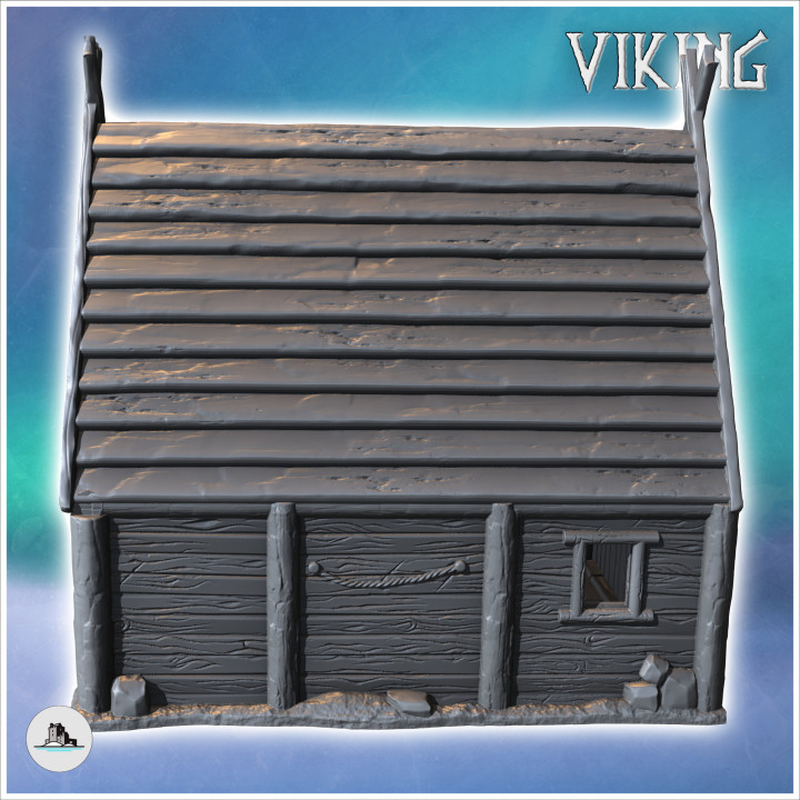 Wooden plank Viking building with shields on walls (19)  - North Northern Norse Nordic Saga 28mm 15mm Medieval Dark Age image