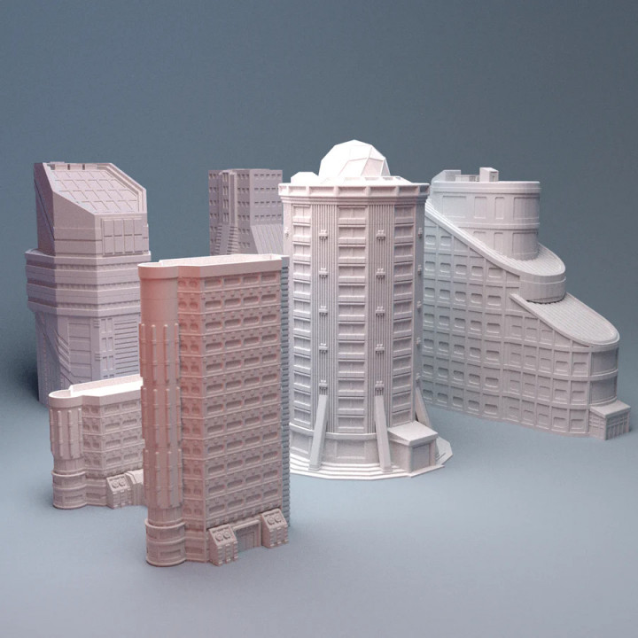 3D Printable Mecha City Downtown 'A' Building Bundle 6mm by Corvus ...