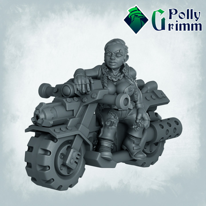 Sci-fi tabletop miniature. Galaxy Dwarves set. Gang member. Bad girl