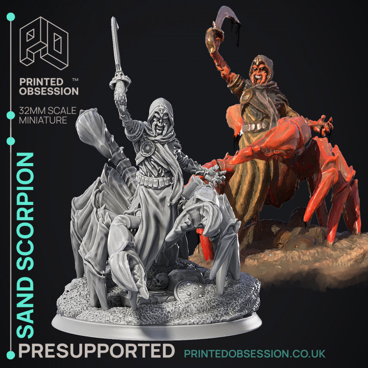 Desert Walker & Scorpion - 2 Models - Were Folk -  PRESUPPORTED - Illustrated and Stats - 32mm scale image