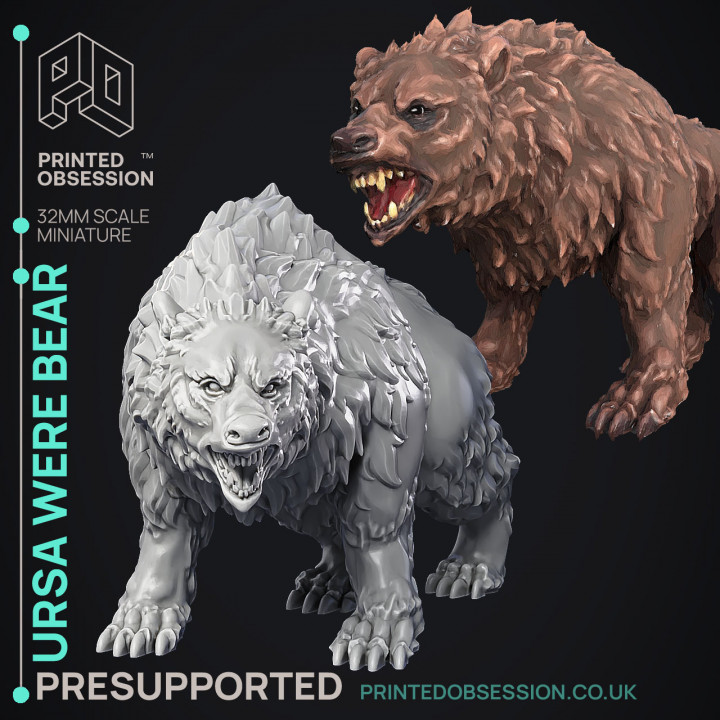 Ursa & Bear - Viking - 2 Models - Were Folk -  PRESUPPORTED - Illustrated and Stats - 32mm scale image