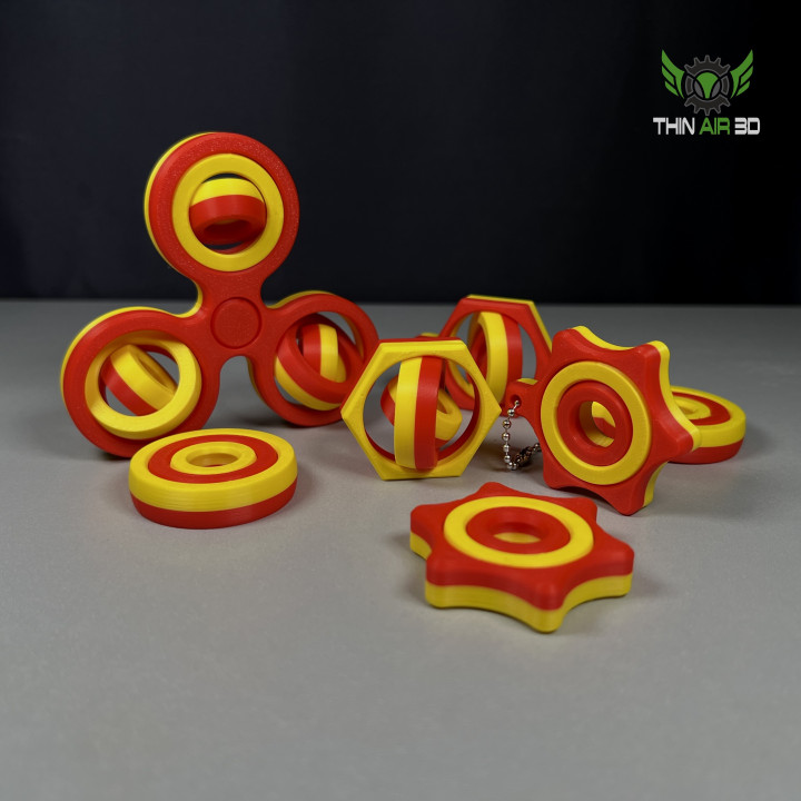 3D Printable Gyro Fidgets (4 Variations) by Thin Air 3D