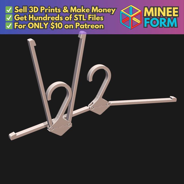 Easy to Use Collapsible Arrow Hanger for Quick Shirt Hanging MineeForm FDM 3D Print STL File