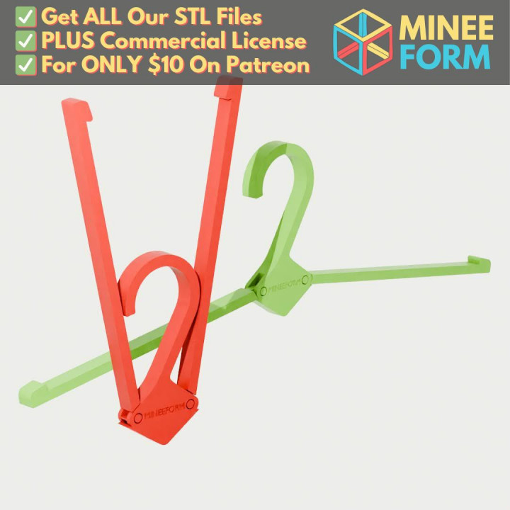 Easy to Use Collapsible Arrow Hanger for Quick Shirt Hanging MineeForm FDM 3D Print STL File image