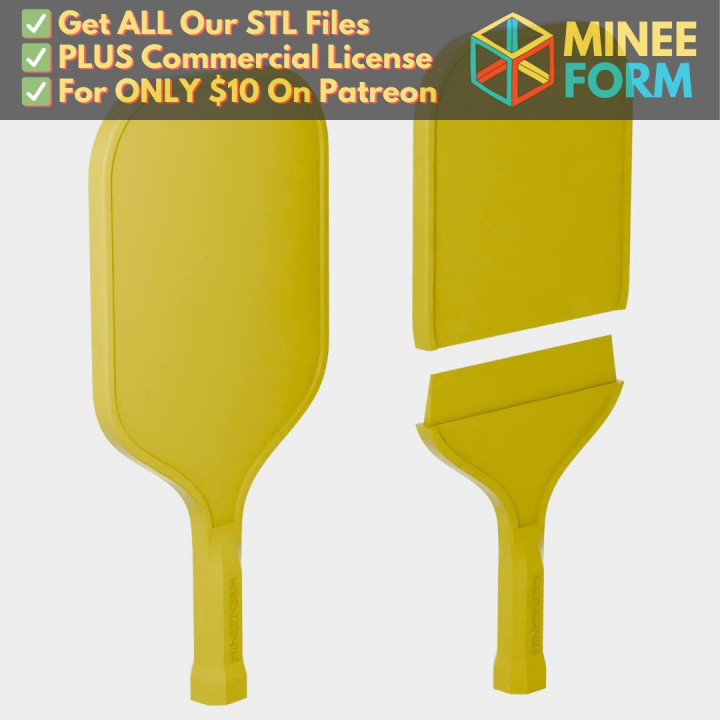 USAPA Approved Standard Size Pickleball Paddle MineeForm FDM 3D Print STL File image