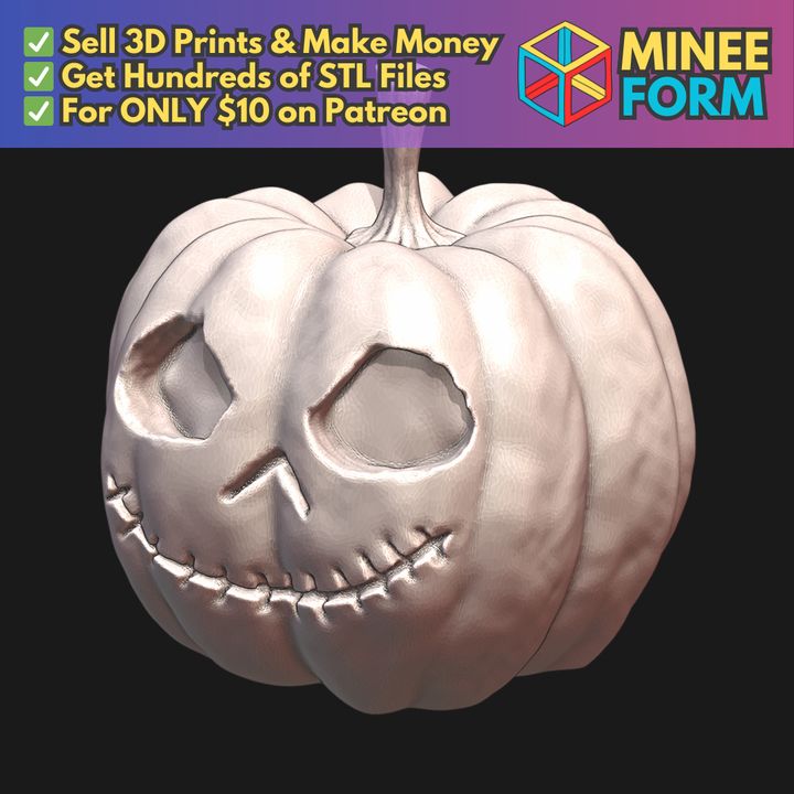 28mm Fantasy Mini Miniature Jack Skellington Pumpkin for D&D Tabletop Wargame Terrain MineeForm FDM 3D Print STL File