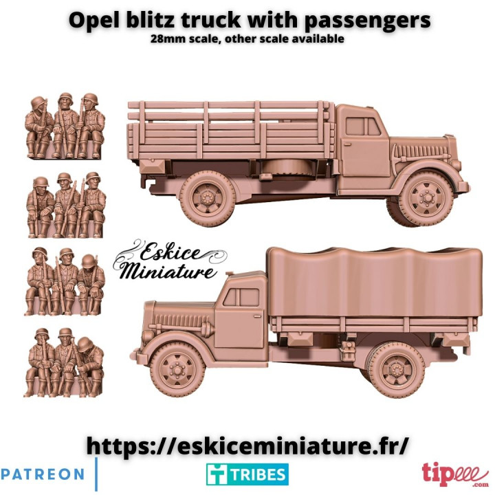 Opel blitz truck with passengers - 28mm