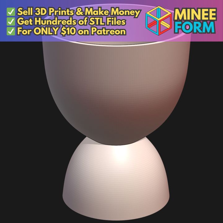 Mid-Century Modern Stacked Planter with Inverted Base MineeForm FDM 3D Print STL File