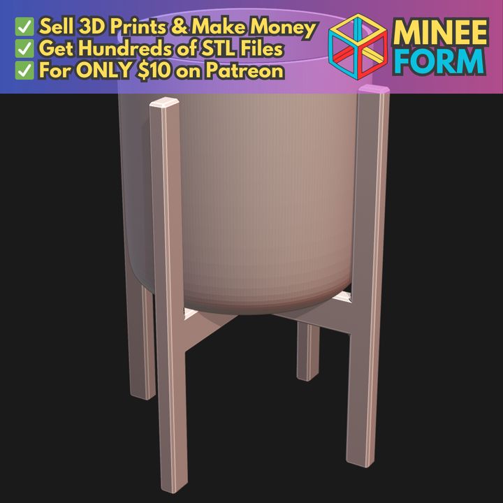 Minimalist Cylindrical Self Watering Planter Simple Round Design MineeForm FDM 3D Print STL File