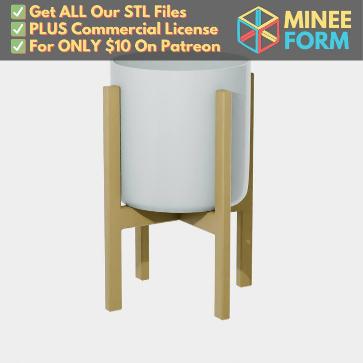 Minimalist Cylindrical Self Watering Planter Simple Round Design MineeForm FDM 3D Print STL File image