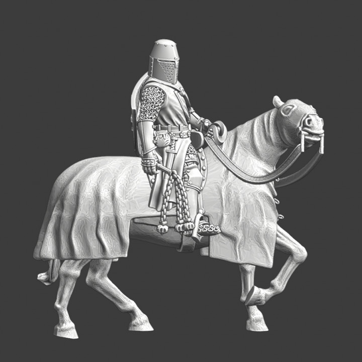 Medieval Scandinavian Crusader Knight - Mounted with flail image