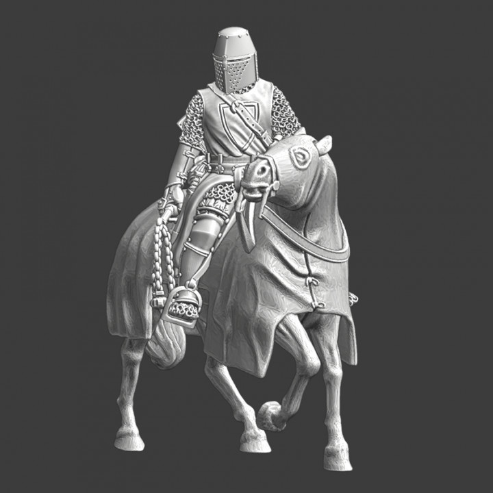 Medieval Scandinavian Crusader Knight - Mounted with flail image