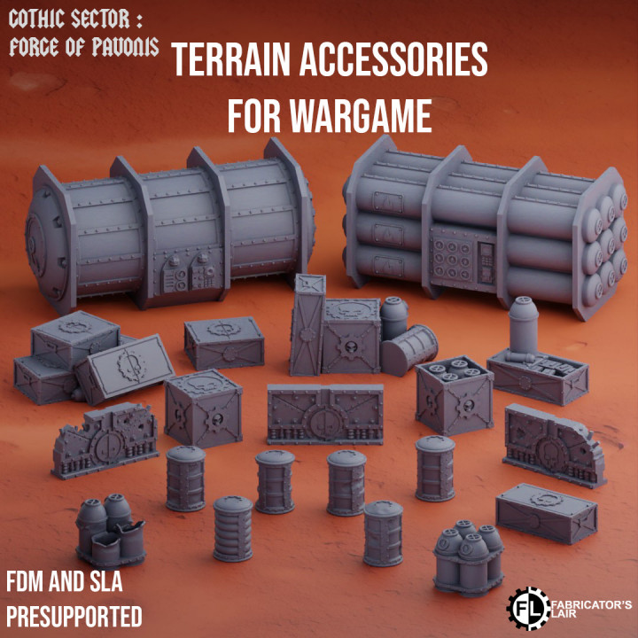 Terrain accessories for wargame - Grimdark Industrial image