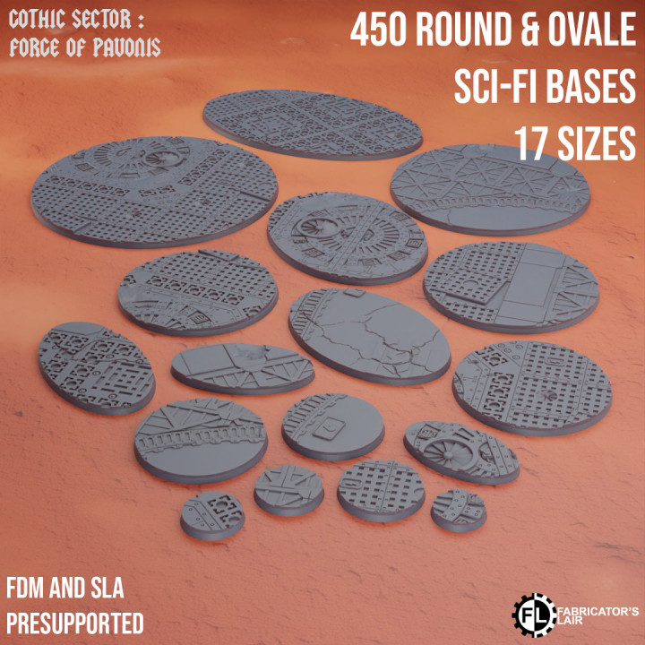 450 ROUND AND OVALE SCI-FI BASES 17 SIZES - Grimdark Industrial's Cover