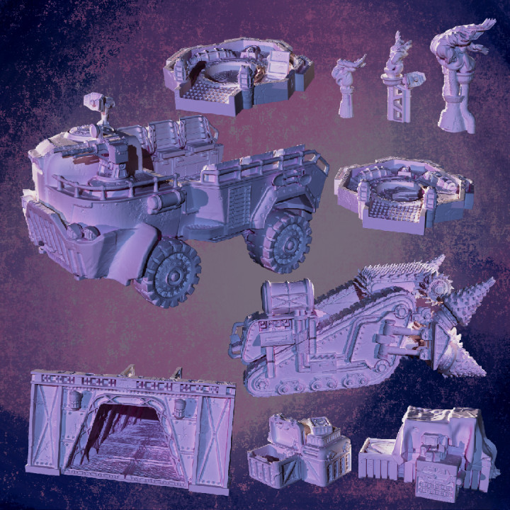 Mining Colony Terrain and Vehicles