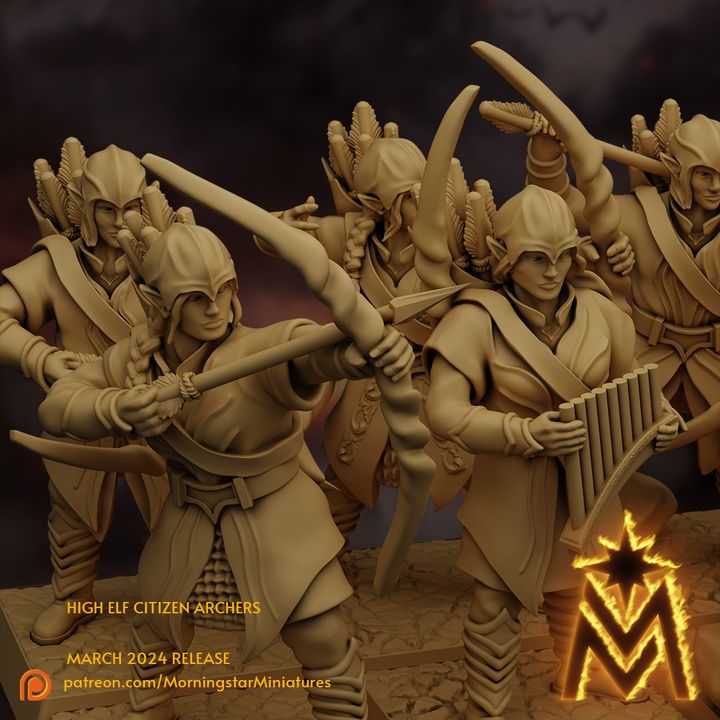 High Elf Citizen Archers | 32mm Scale Presupported image