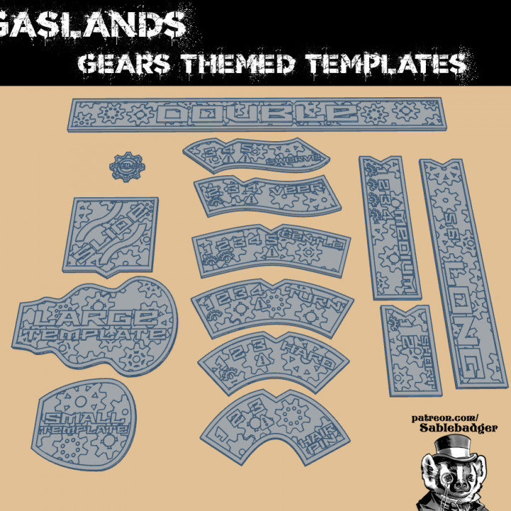 Gaslands - Deluxe Templates - Gears Theme