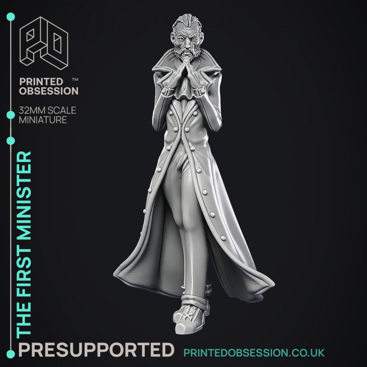 First Minister - Lord Patrician -  PRESUPPORTED - Illustrated and Stats - 32mm scale image