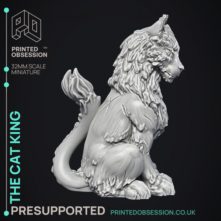 Cat King - NPC Familar - PRESUPPORTED - Illustrated and Stats - 32mm scale image