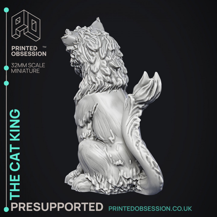 Cat King - NPC Familar - PRESUPPORTED - Illustrated and Stats - 32mm scale image