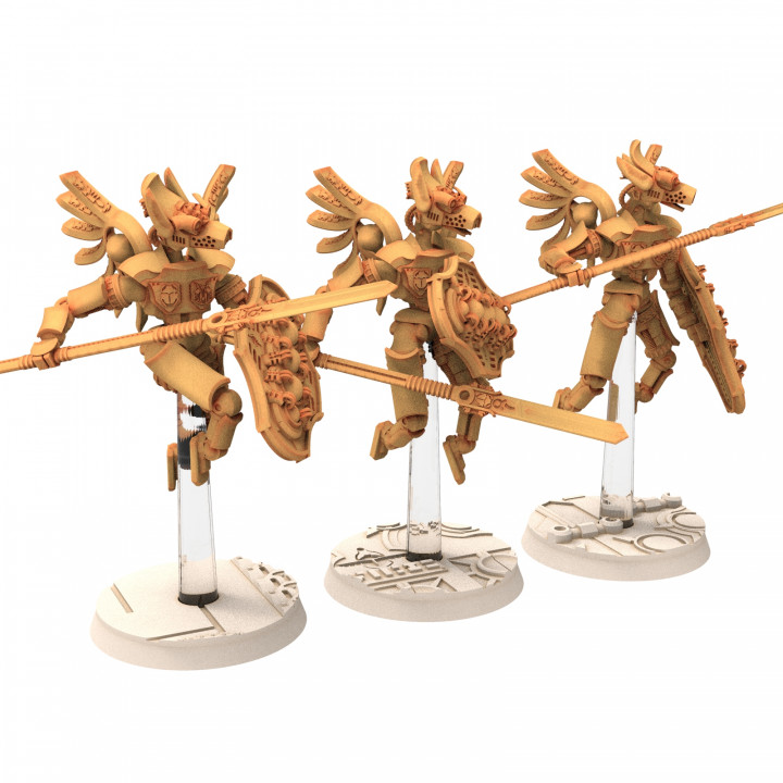 Cinan - Anubis - Akhet - Qebehsenouf : Assault, Battle Drone, space robot guardians of the Necropolis, modular posable miniatures image