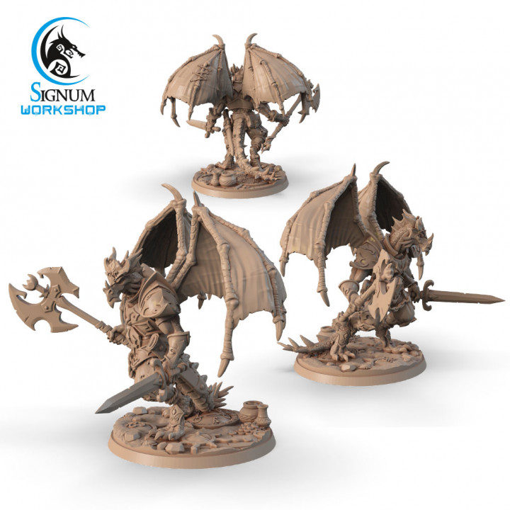 3D Printable Draconid Warrior with Poleaxe by Signum Workshop