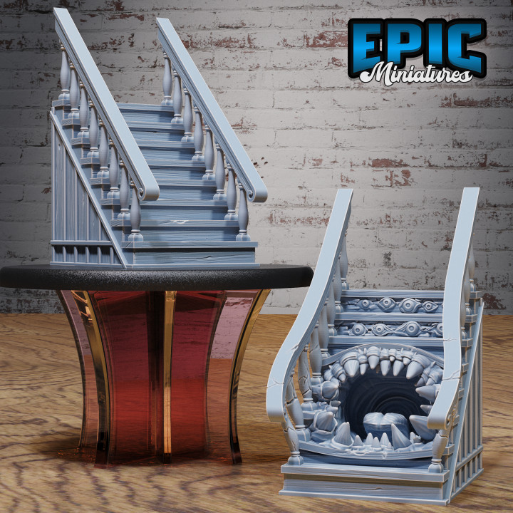 Mimic Stairs / Covering Stair Creature / Evil Trap / Sewers City Building Equipment / Ruthless Trickster Base Item / Dungeon Area Decoration / Shapechanger Encounter