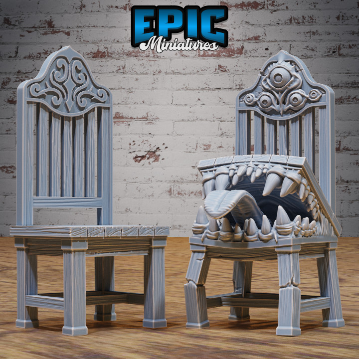 Mimic Chair / Covering Furniture Creature / Evil Trap / Sewers City Building Equipment / Ruthless Trickster Base Item / Dungeon Area Decoration / Shapechanger Encounter