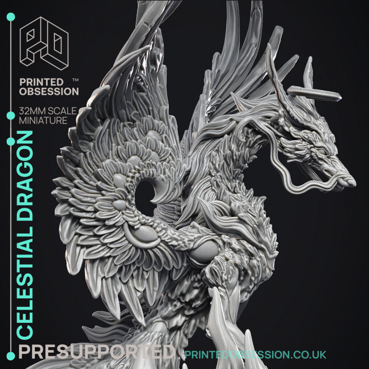 Celestial Dragon - Dragon Lord -  PRESUPPORTED - Illustrated and Stats - 32mm scale image