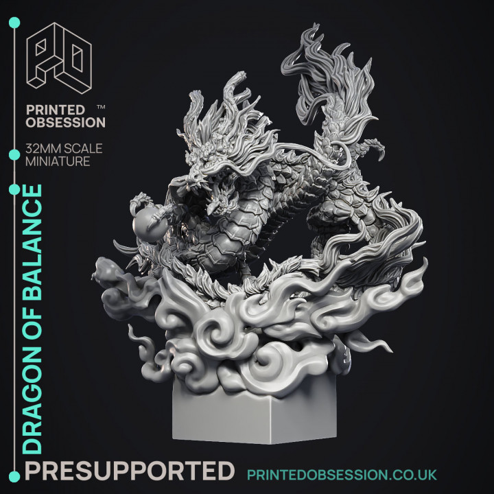 3D Printable Dragon of Balance - Chinese Style Dragon
