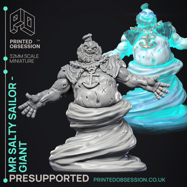 Salty Sailor Taffy - Giant Boss -  PRESUPPORTED - Illustrated and Stats - 32mm scale image