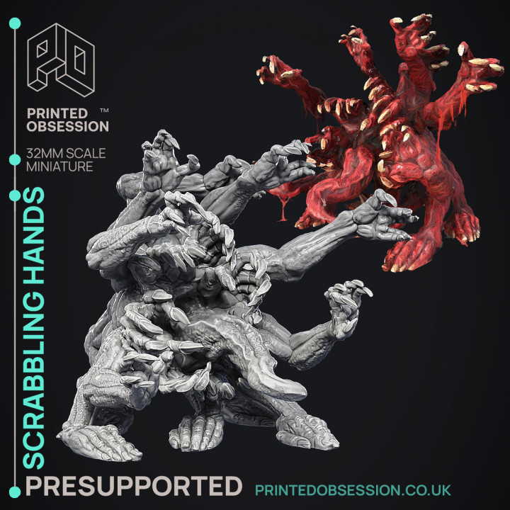 Scrabbling Hands - Ghast Busters - Undead abomination - PRESUPPORTED - Illustrated and Stats - 32mm scale image