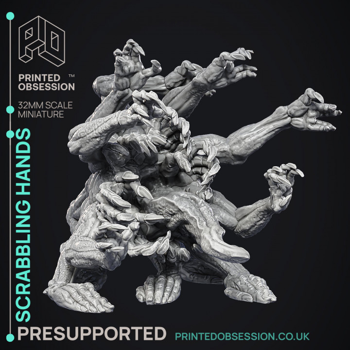 Scrabbling Hands - Ghast Busters - Undead abomination - PRESUPPORTED - Illustrated and Stats - 32mm scale image