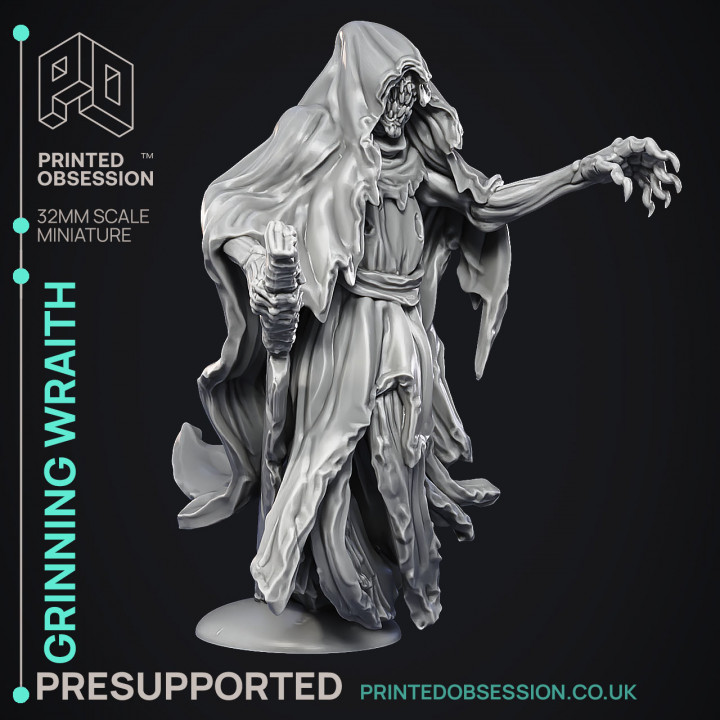 The Grinning Wraith - Ghost Knight -  PRESUPPORTED - Illustrated and Stats - 32mm scale image