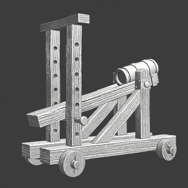 Medieval Gun mounted in moveable mount image
