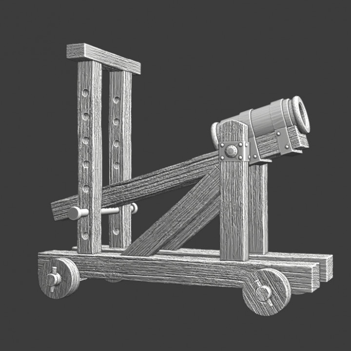 Medieval Gun mounted in moveable mount image