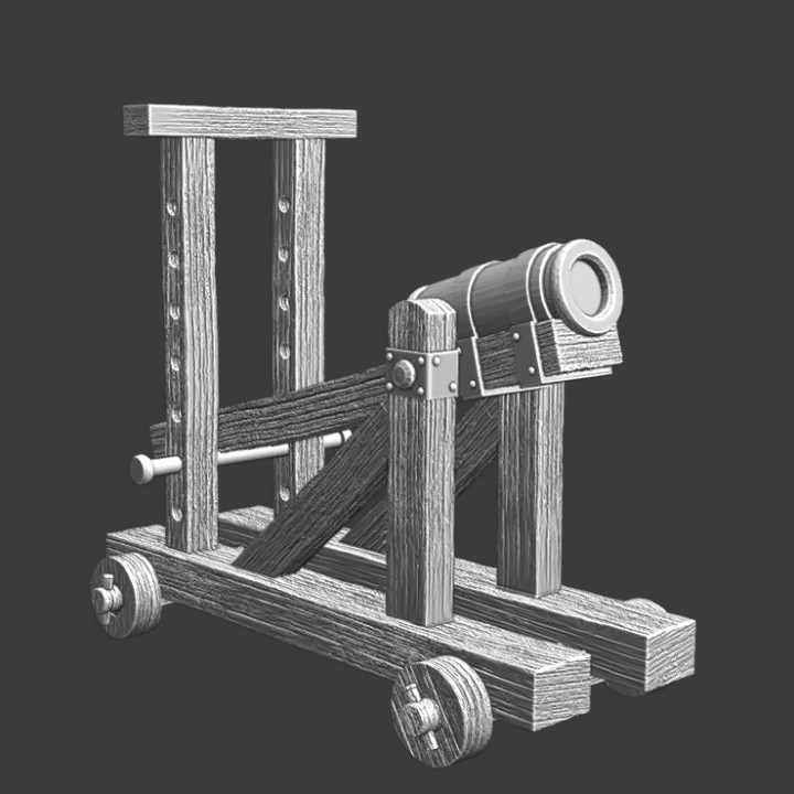 Medieval Gun mounted in moveable mount image