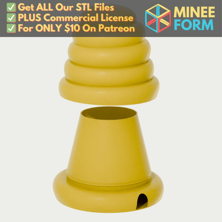 Beehive Shaped Container with Removable Lid MineeForm FDM 3D Print STL File image