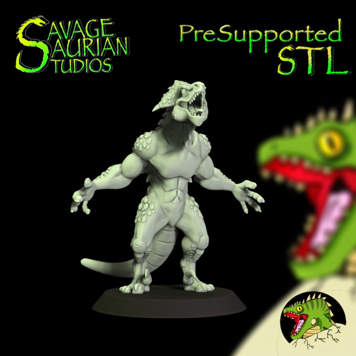 Lizardmen Crested Iguanisaurus Roaring