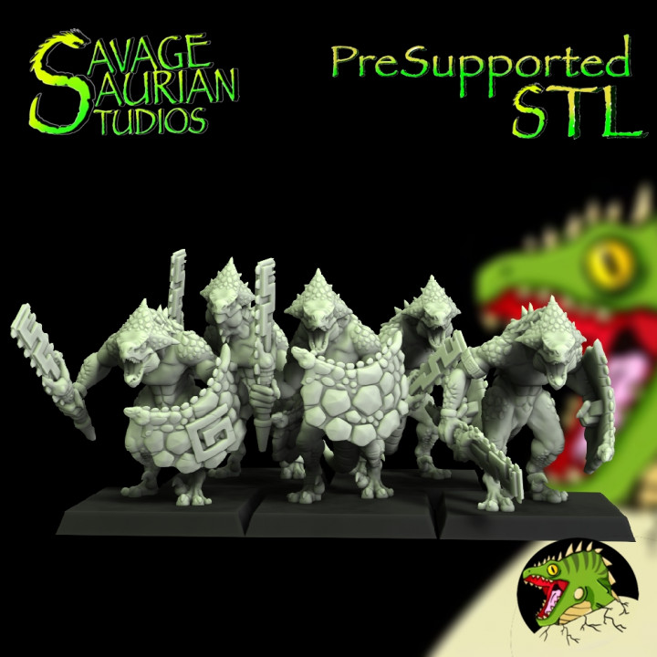 Lizardmen - Crested Iguanisaurus Warriors with Clubs