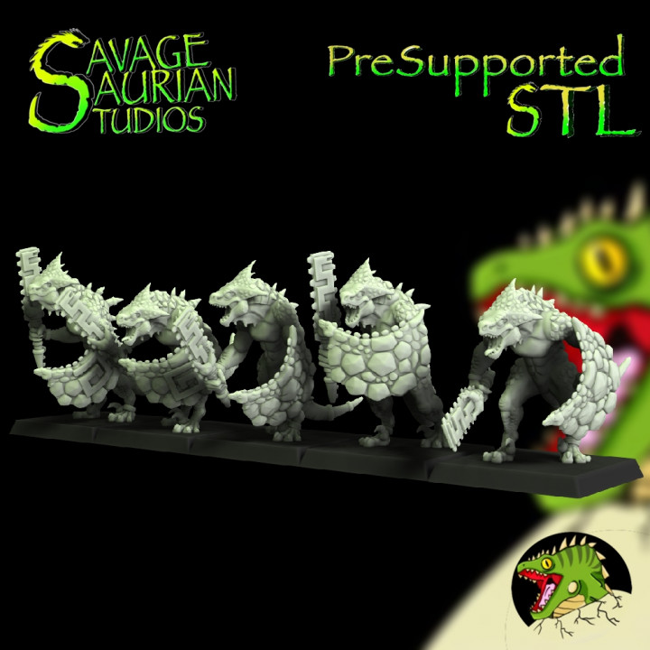 Lizardmen - Crested Iguanisaurus Warriors with Clubs image