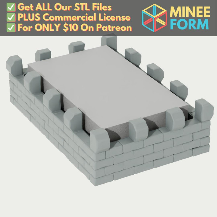 Medieval Castle Wall Shaped 3x5 Inch Index Note Card Holder MineeForm FDM 3D Print STL File image