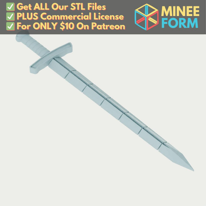 Funny Excalibur Flexi Sword Gag Gift MineeForm FDM 3D Print STL File image