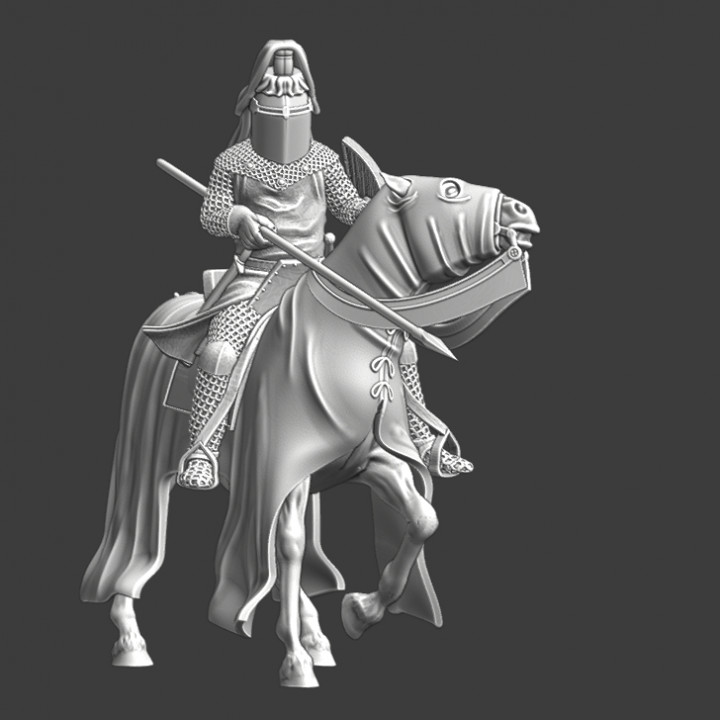 Medieval Knight with crested helmet -STL Model image