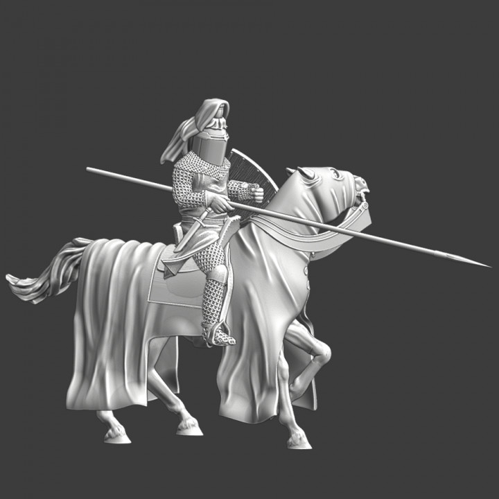 Medieval Knight with crested helmet -STL Model image