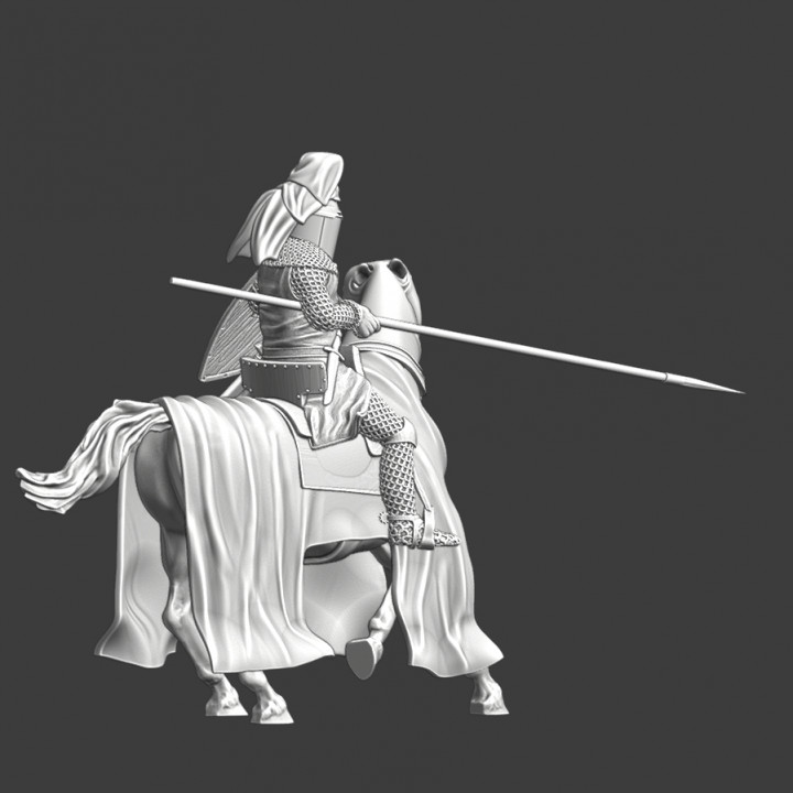 Medieval Knight with crested helmet -STL Model image