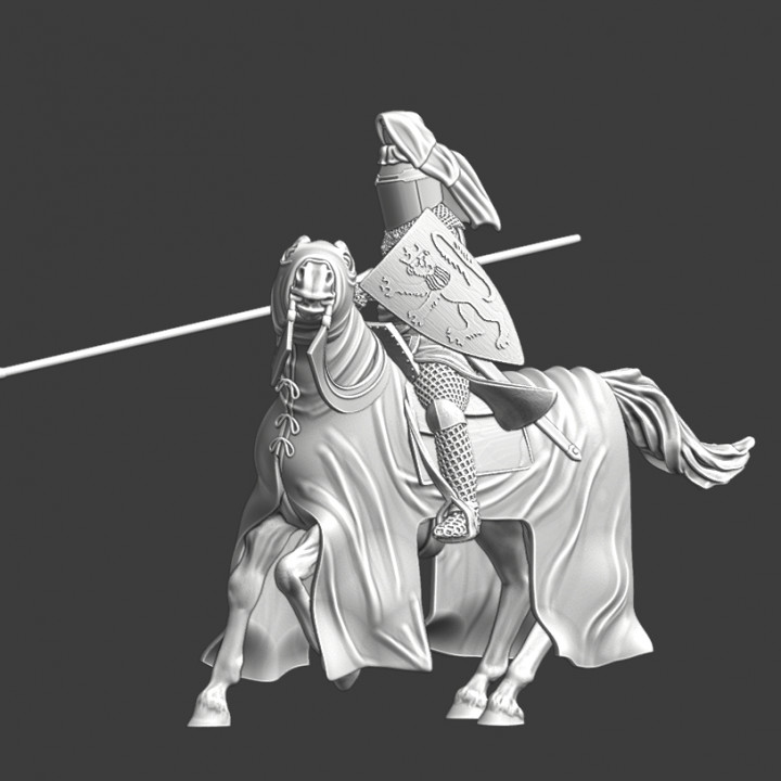 Medieval Knight with crested helmet -STL Model image