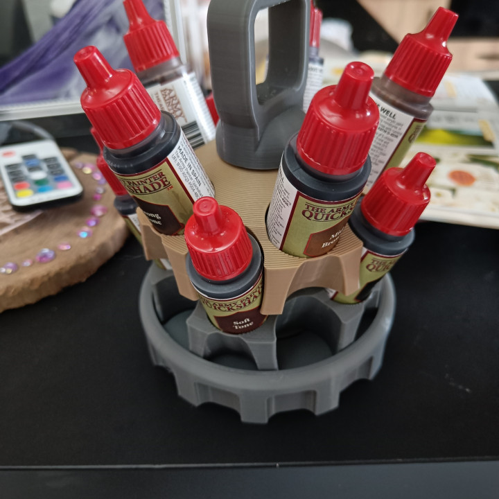 3D Print of Porcupaint Spinning, Stacking Paint Rack by Avathar